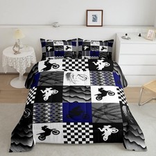 Dirt Bike Comforter Set, Motocross Rider Bedding Comforter Sets Twin, Motorcy...