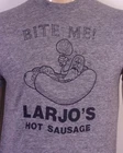 vintage 80s single stitch Larjo's Hot Sausage T-Shirt Rayon Tri Blend thin SZ L
