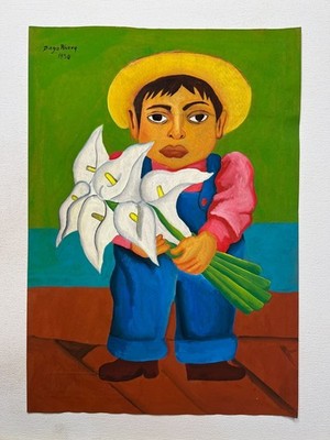 Diego Rivera Zeichnung auf Papier (Handmade) signiert und gestempelt...