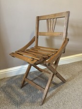 Vintage Wooden Folding Child’s Chair Small Slat Seat Nursery 1930s Style French