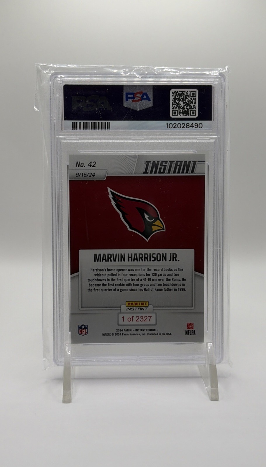 2024 PANINI INSTANT NFL #42 MARVIN HARRISON JR. ROOKIE RC PSA 10 view 2