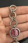 Red Glass Link Bracelet Vintage Sterling Toggle Clasp Italy Heavy Quality Look — photo 8