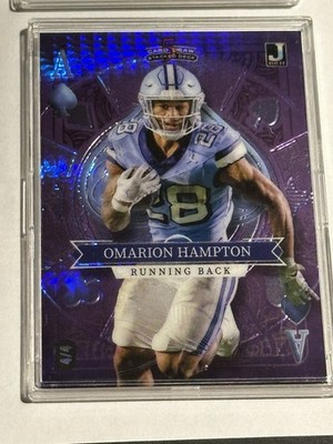 2023 Wild Card 5 Card Draw Stacked Deck Omarion Hampton Purple /4 LA Chargers 