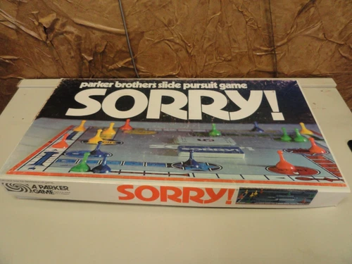 VINTAGE Sorry COMPLETE with Inserts Parker Brothers 1972 Classic Board Game