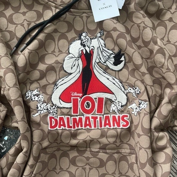 Felpa con cappuccio oversize Disney X Coach Signature 101 Dalmatians LOGO vestibilità media grande