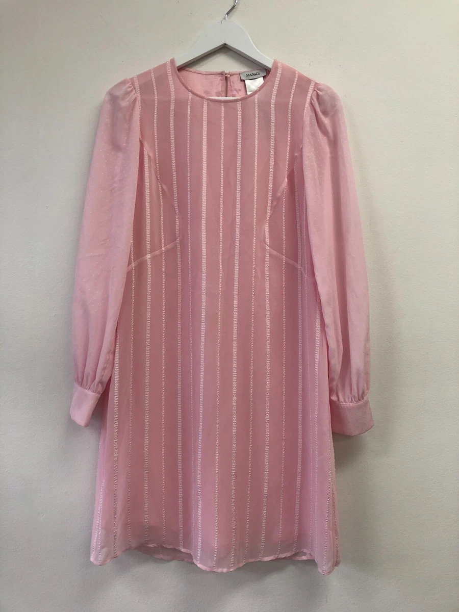 Max Co Pale Pink Shift Dress Striped Crew Neck LS Size AU 10 eBay