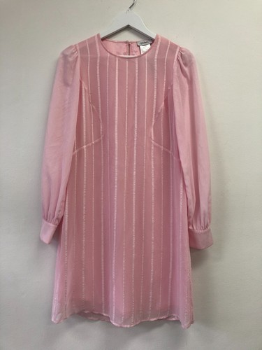 Max & Co Pale Pink Shift Dress AU 10 Striped Crew Neck Long Sleeve - Picture 2 of 3