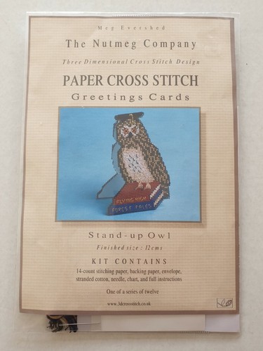 Nutmeg Company Stand Up Owl 3D Perforated Paper Card Cross Stitch Kit - 12 cm