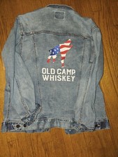 Old Camp Whiskey Embroidered Jean Denim Jacket Size L Threadfast