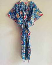 Indian Floral Kimono Kaftans Summer Dress Night Gown Maxi Bridal Caftan Dress US