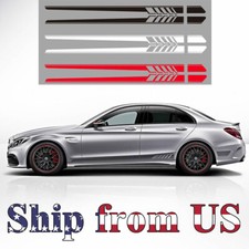 2pc Set Plaid Racing Sport Side Fender Skirt Stripe Vinyl Decal Sticker Car Suv