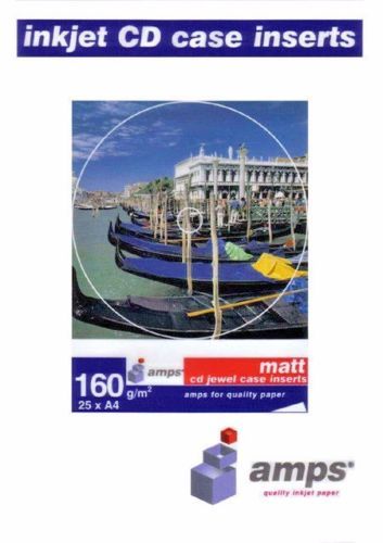 100 Amps Standard CD Jewel case inserts 160 gsm Matt A4 Paper fits 10.4mm spine