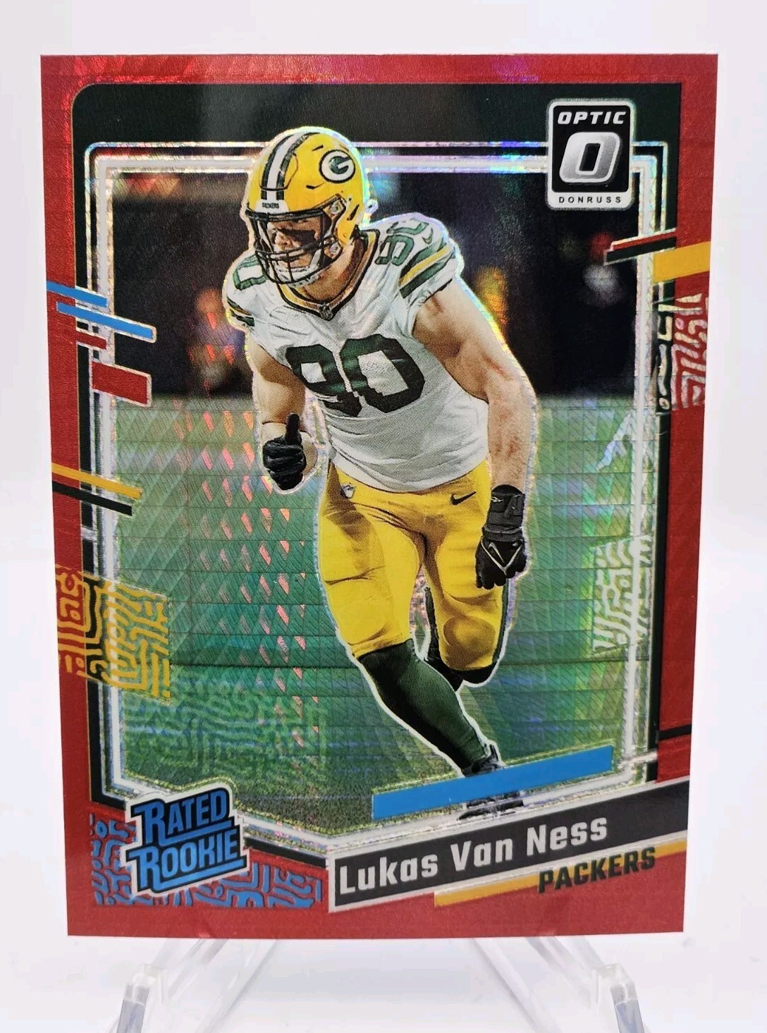 2023 Panini Donruss Optic - Rated Rookie Red Hyper Prizm #240 Lukas Van Ness