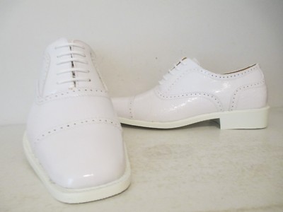Roberto Chillini 6600 Faux Leather Croco Print Oxford Shoe White/White 9.5 -10.5