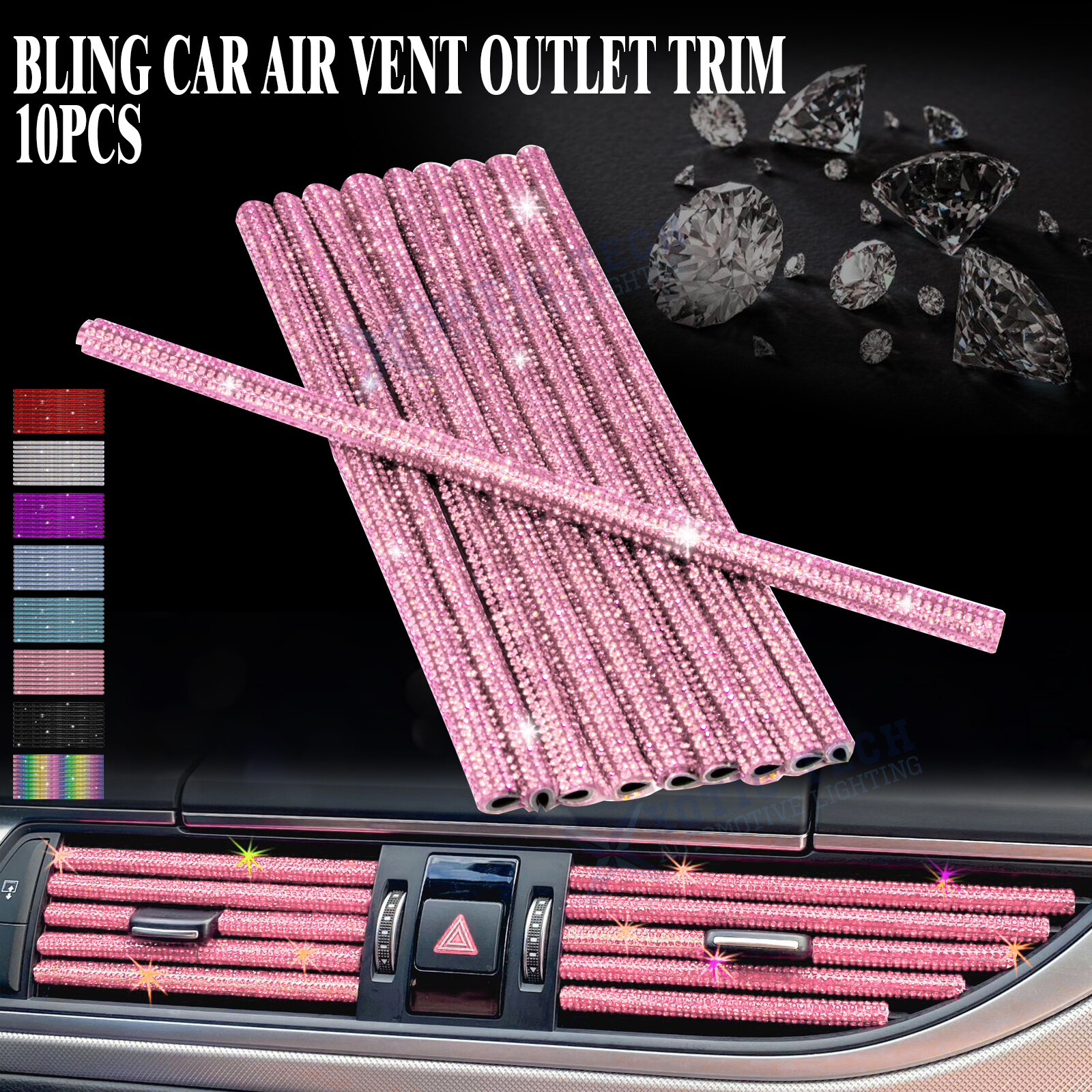 Auto Air Vent Outlet Trim Decoration Stripe Bling Car Accessories for Women Girl