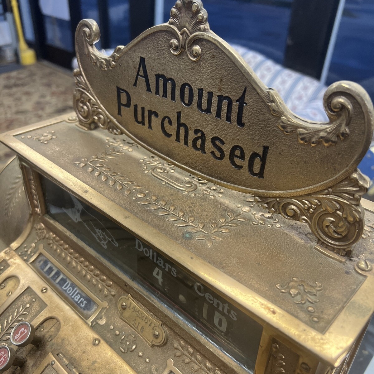Antique 1900's VINTAGE Brass Ornate NATIONAL CASH REGISTER MODEL