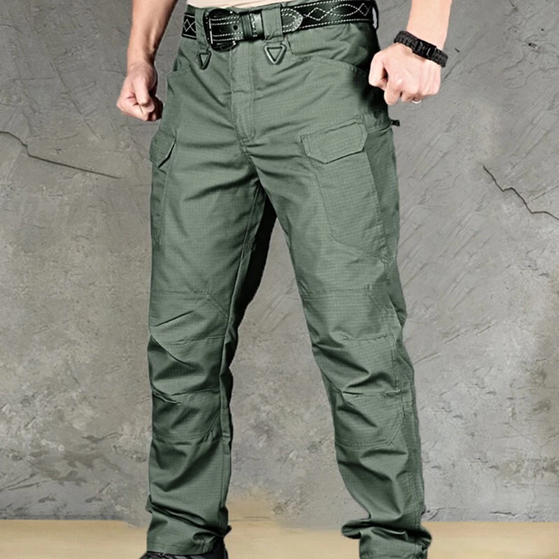 Tactical Pants Men Cargo Pocket Elastic Outdoor Casual Quick Dry Solid Trousers