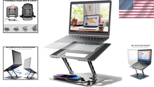 Sturdy Aluminum Laptop Holder with Ergonomic Design - Fits 10-17 Inch Devices - Picture 2 of 8