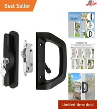 Reversible Sliding Glass Door Lock  Handle - Easy Install, Matte Black