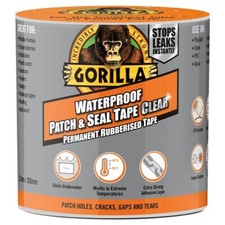 Gorilla Waterproof Patch & Seal Tape Clear Permanent Rubberised Tape 2.4m x100mm