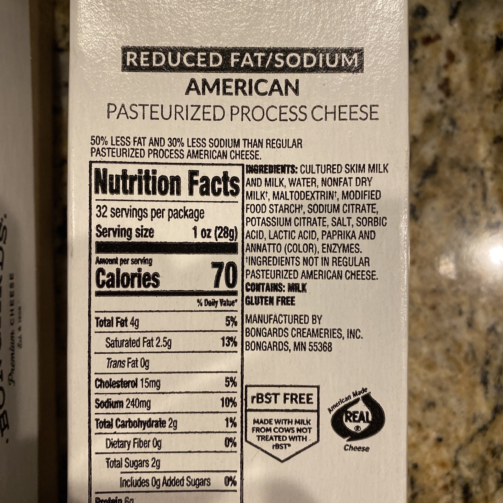 2 packs.4 lb.of Bongards Premium American Cheese Creameries