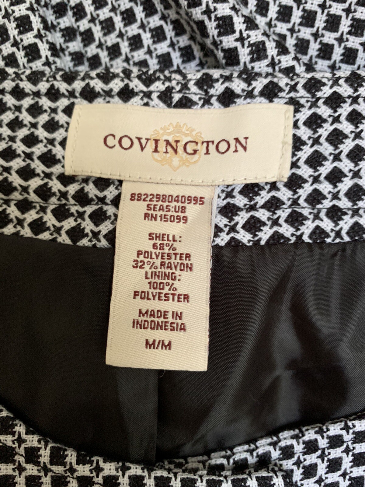 Covington Black White Checkered Jacket Blazer-Lar… - image 6