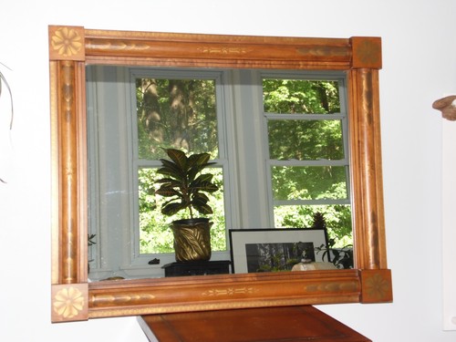 Vintage Large Hitchcock Alford & Co Colonial Maple Gold Stenciled Wall Mirror - Picture 3 of 12