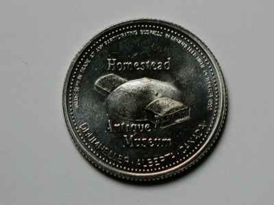 Drumheller AB CANADA 1990 DINOSAUR Trade DOLLAR Token & Homestead