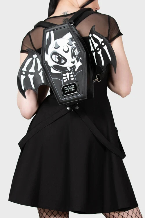 Killstar Batbone Coffin Backpack Black Skeleton Gothic  display picture 1