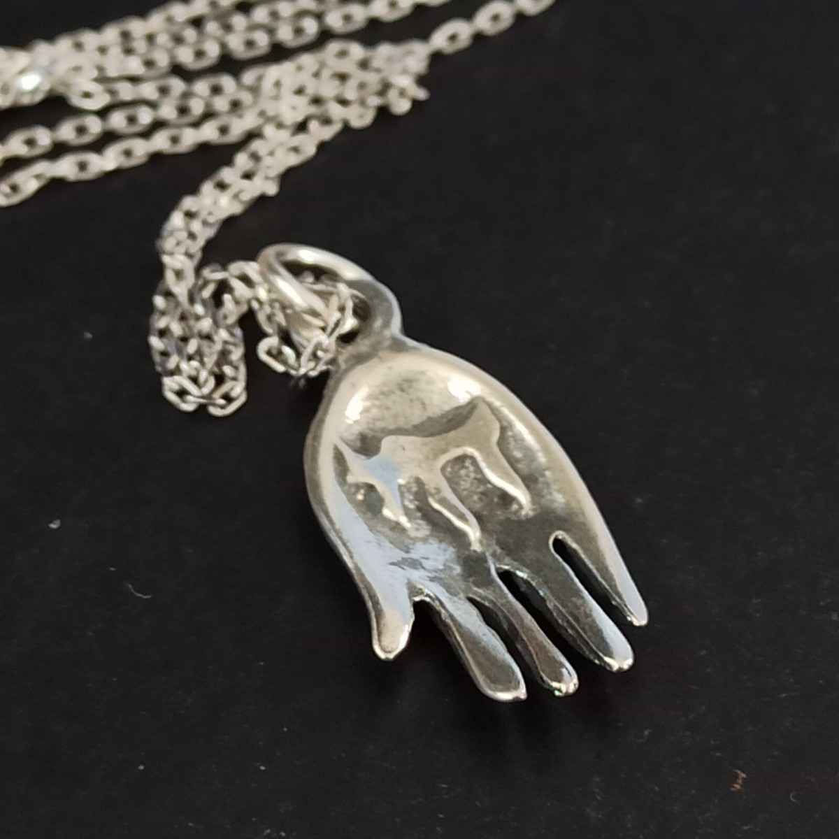 Vintage Hamsa Chai Necklace Hebrew Silver 925 Men's Women's Hand