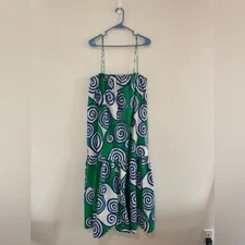 Rhode Alby Lagoon Green and White Spiral Pattern Dress Women's Sz M/L NWT