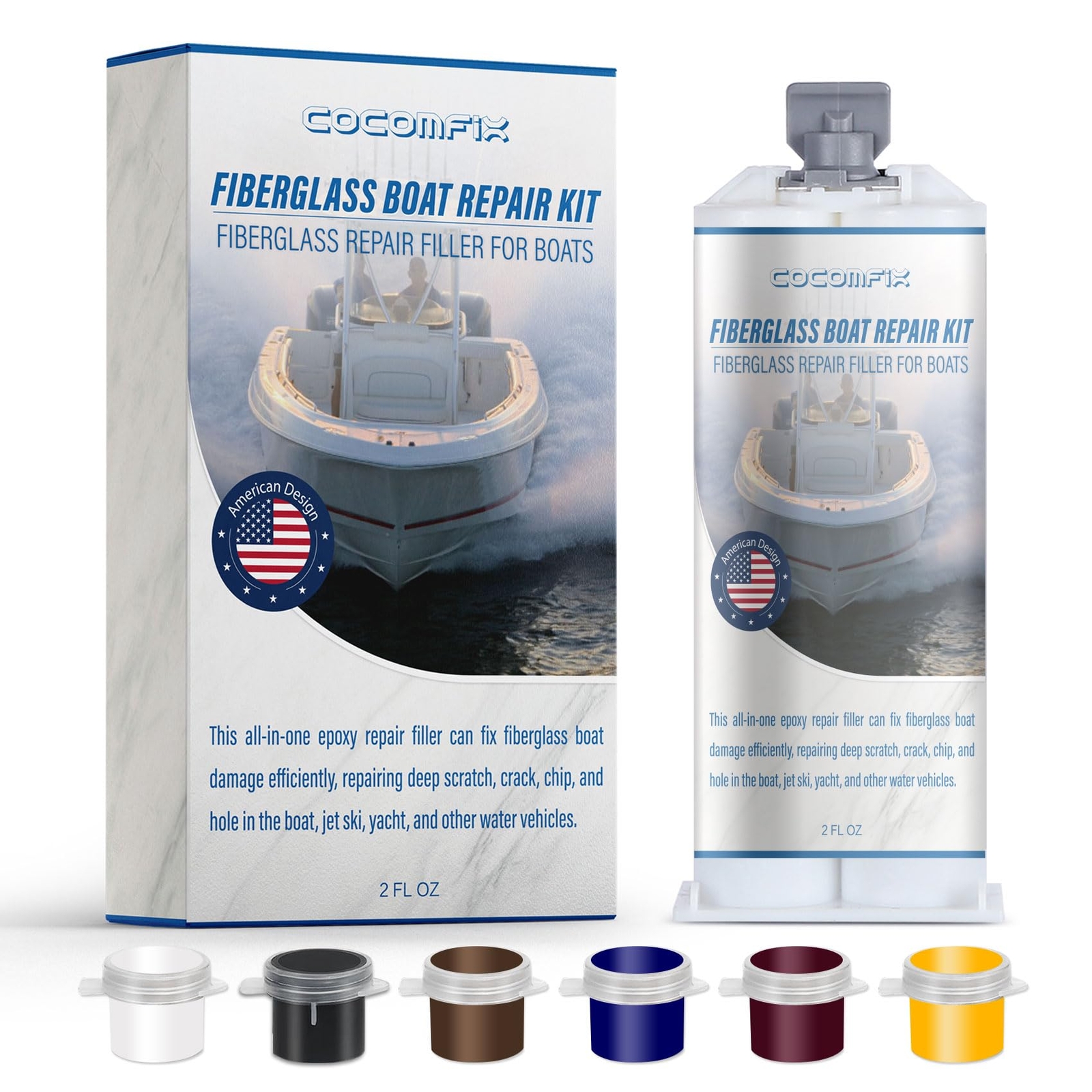 Marine Fiberglass Gel Coat Repair Kit for Boats with Color Matching