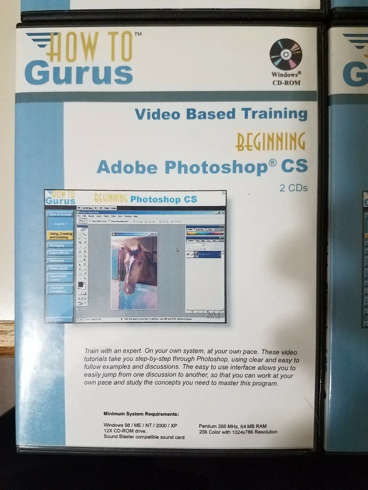 Cómo Gurus Video Basado Entrenamiento CD Rom Adobe Photoshop CS Windows Lote Avanzado Foto 3 de 4