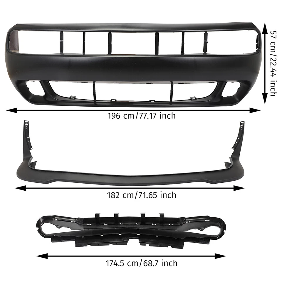 Front Bumper Cover Grille Kit For 2008-2014 Dodge Challenger Hellcat Black Foto 4 de 4