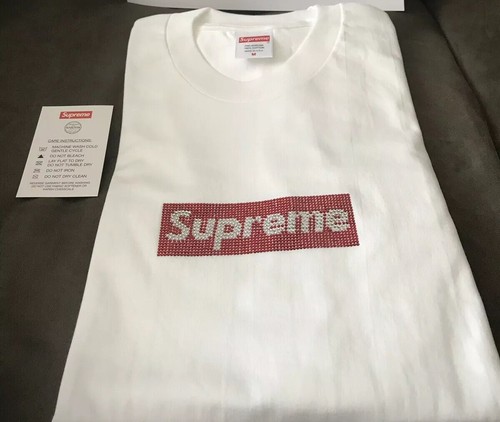 SS19 Supreme x Swarovski Box Logo Crystal Tee 25th Anniversary Size Medium White - 第 1/5 張圖片