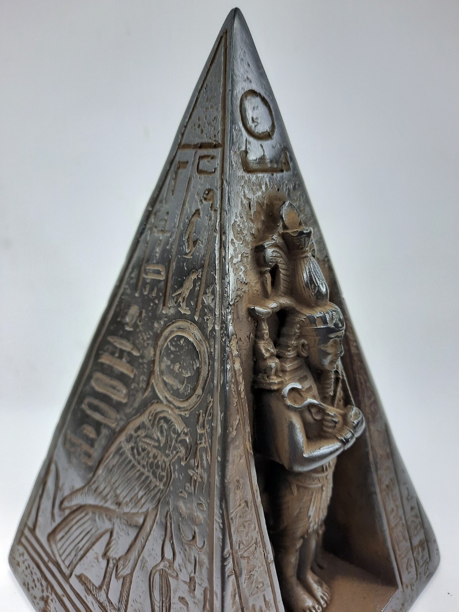 UNIQUE ANCEINT EGYPTIAN CARVED Heavy Stone Pyramids Sphinx with