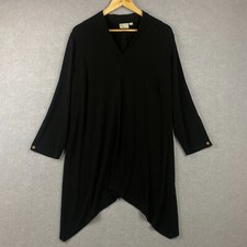 Taking Shape Dress Womens Small Plus Size Black V Neck Long Sleeve Stretch
