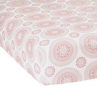 Lambs & Ivy Classic Medallion Fitted Crib Sheet Pink/white, Lambs & Ivy Classic Medallion Fitted Crib Sheet Pink/white,