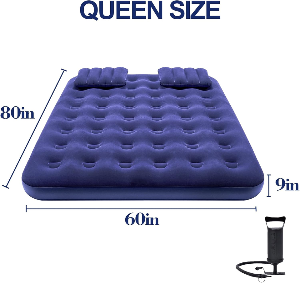 Queen Size Camping Air Mattress Inflatable Bed with Pillow,Include Pump eBay