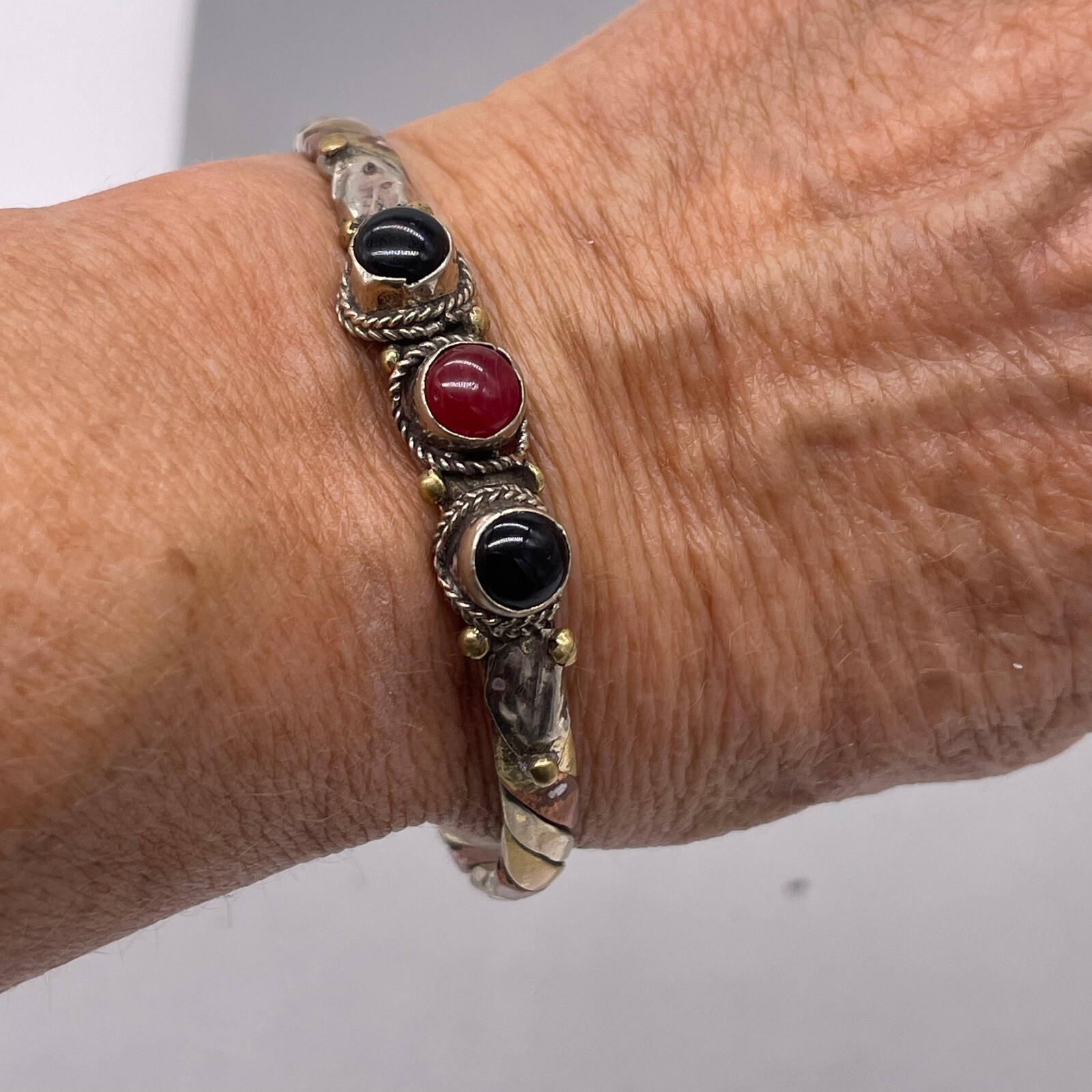 Multicolor Stone Copper Twisted Cuff Bracelet Mul… - image 7