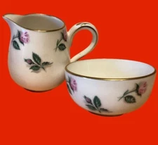 STAFFORDSHIRE BONE CHINA CREAMER & SUGAR SET ENGLAND ROSES DEMITASSE