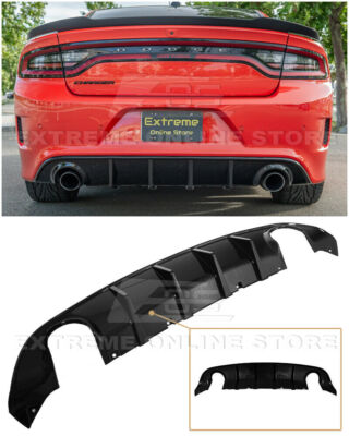 EOS Glossy Black SRT Style Rear Bumper Dual Exhaust DIffuser For Charger 15-Up