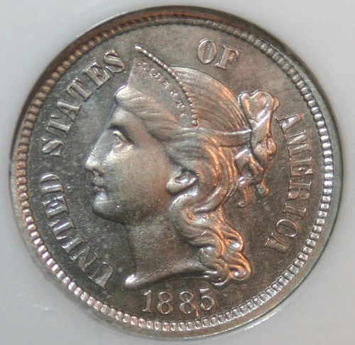 1885 Proof Three Cent Nickel - Older Holder NGC PR 64 - 3CN