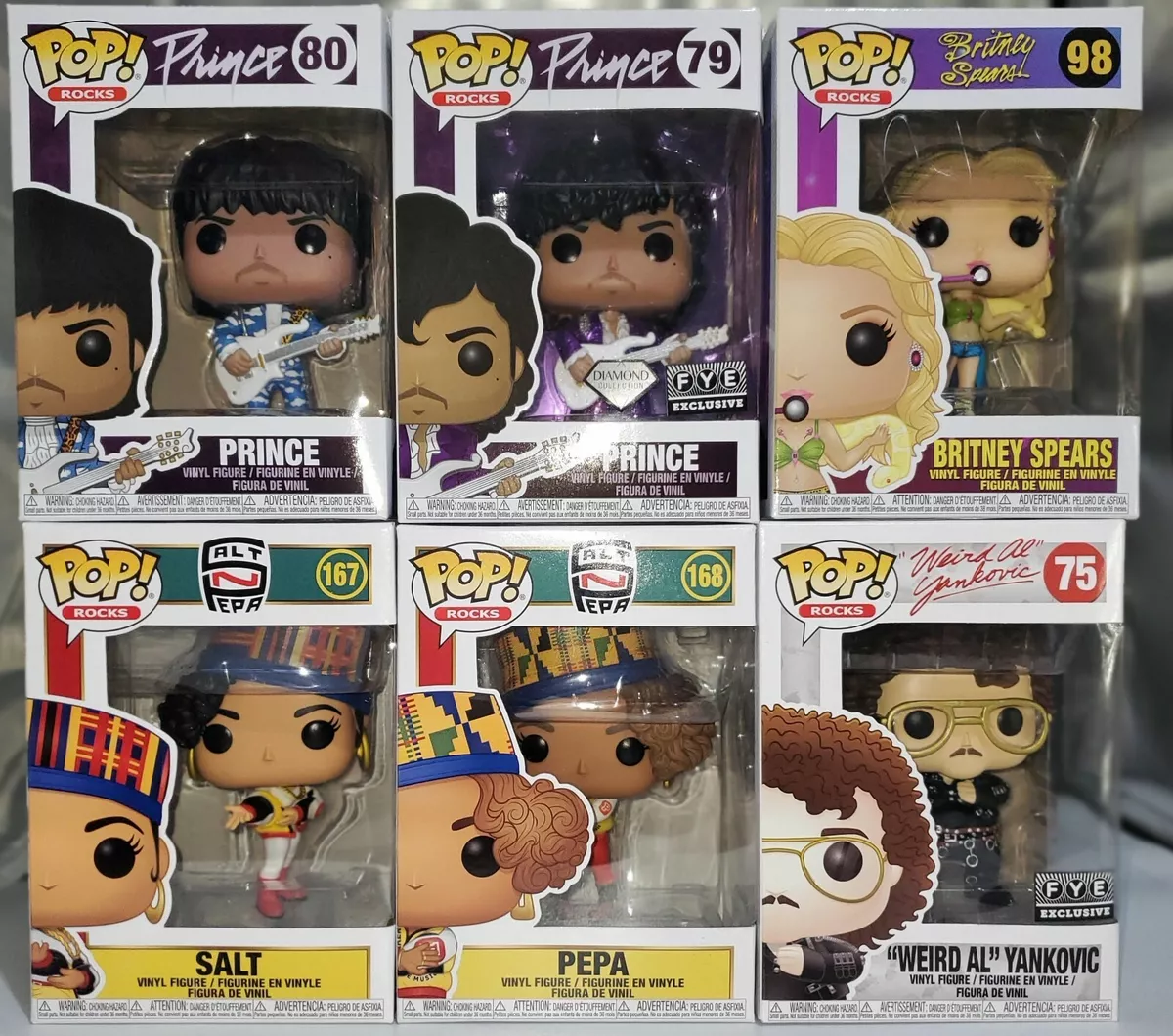 Funko Pop Rocks Prince Britney Spears Weird Al Salt Pepa Set of 6