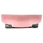 Vintage MCM McCoy Pottery Pink Rectangular Black Basket Weave Footed Planter