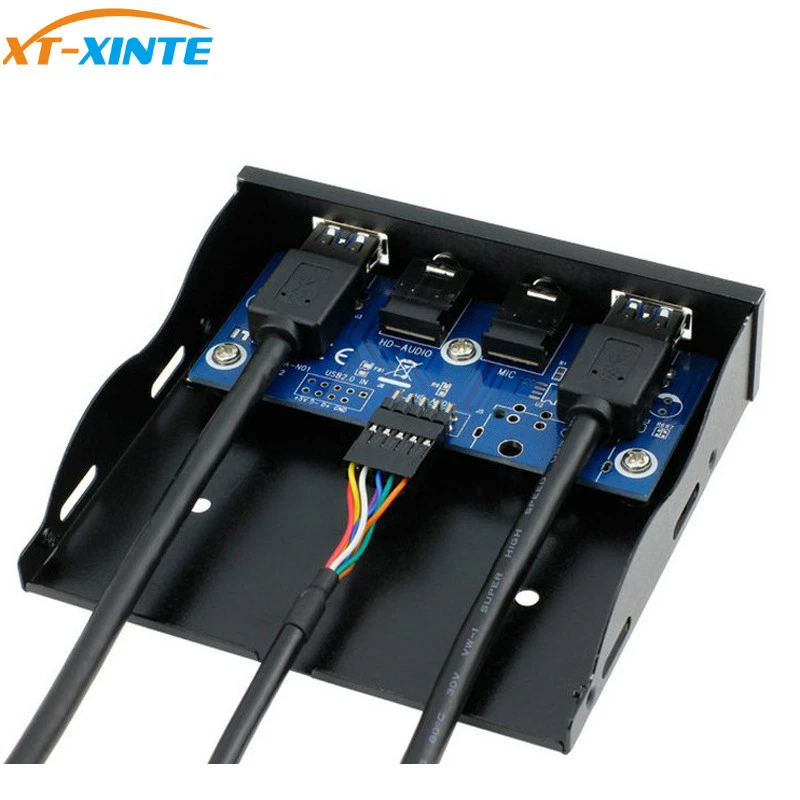 Mic Connector 2Ports USB3.0 PC Front Panel Bracket with Cable for Desktop - Bild 2 von 4