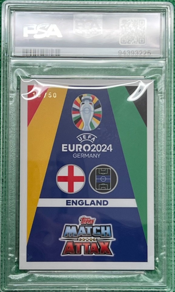 Jude Bellingham EURO ‘24 ENERGY BLUE MATCH ATTAX. GM4 18/50 Top Pop PSA