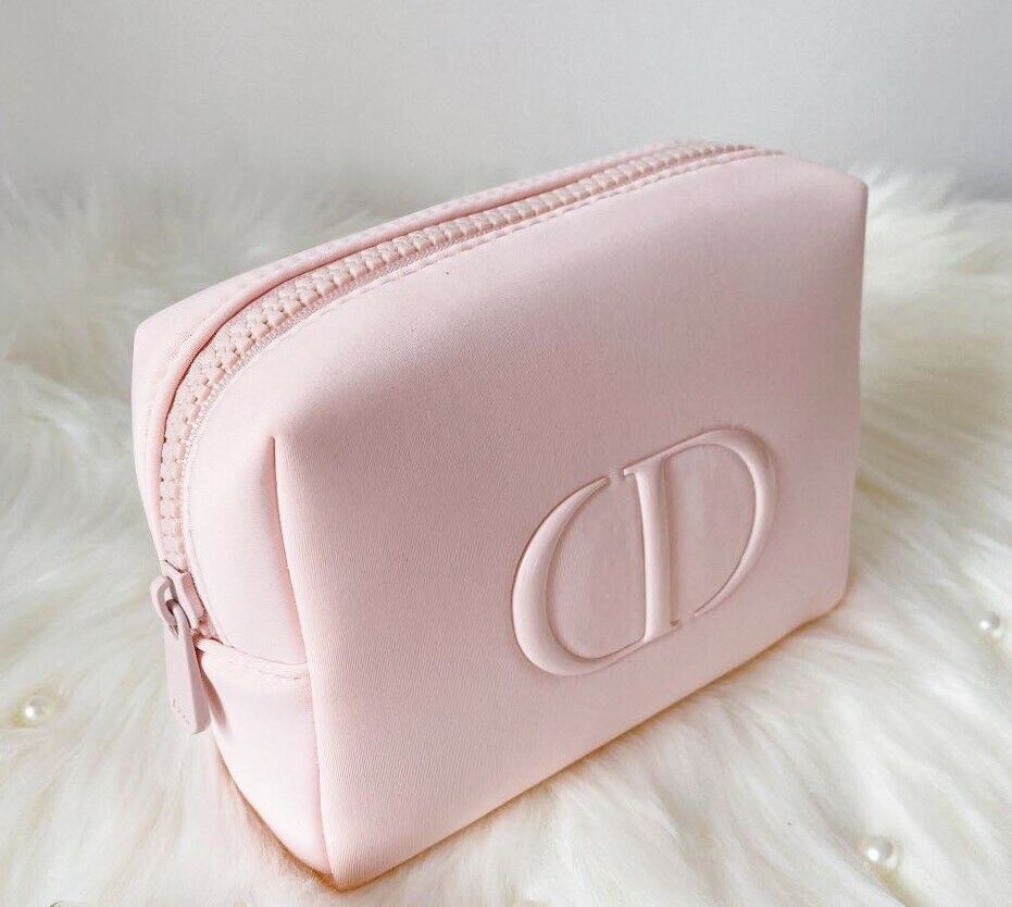 Christian+Dior+Large+Makeup+Pouch+Soft+Cosmetic+Bag+White+Pink+