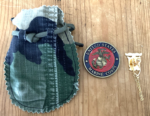 US Marine Corps USMC 4th Marines Oldest Proudest Challenge Coin, Pin & Bag - Picture 2 of 7