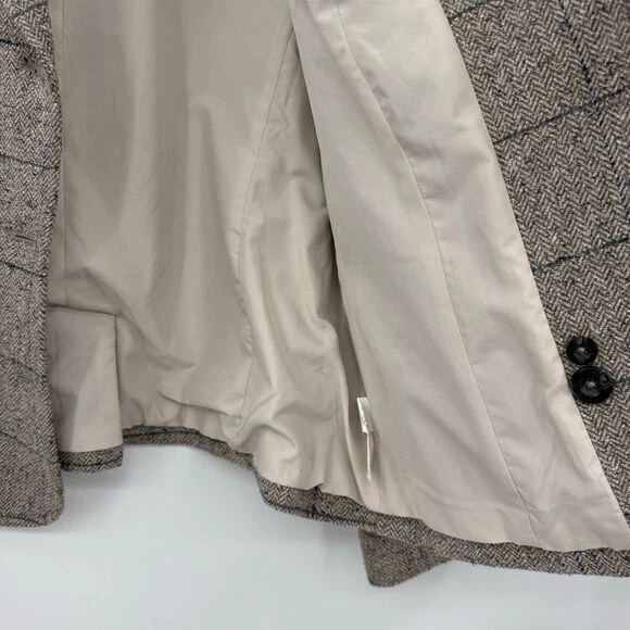 L.L. Chaqueta Blazer Bean Lana Seda Espiga Gris Tostado Tweed Mujer Grande Pequeña Foto 2 de 4